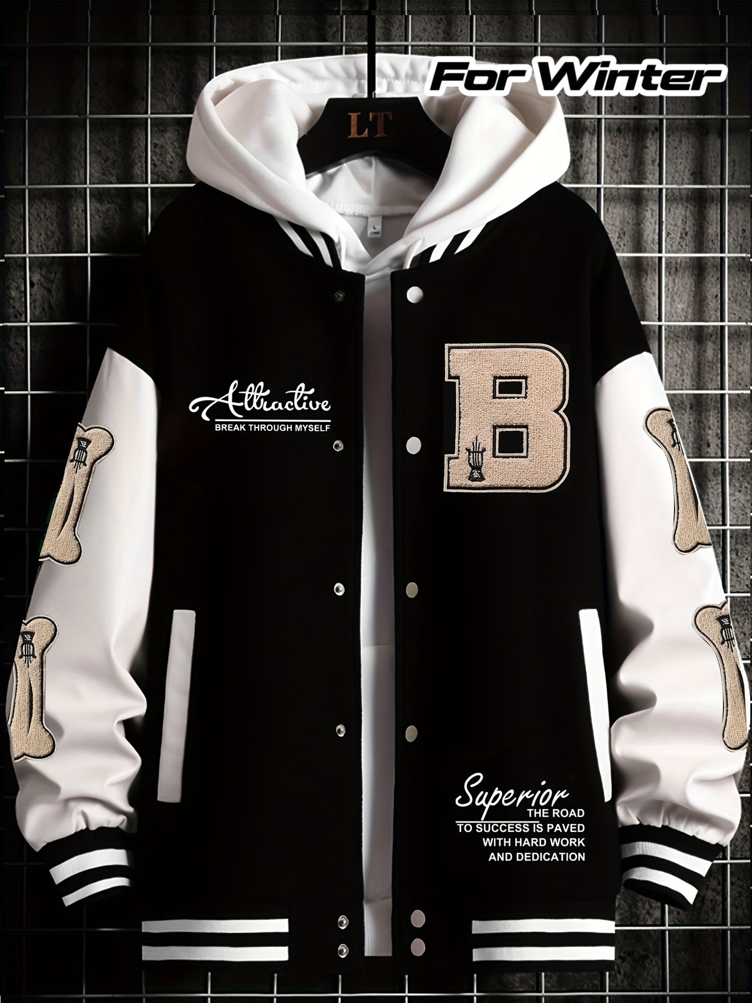 Men's Letter B Casual Street Multi-Pattern Jacket