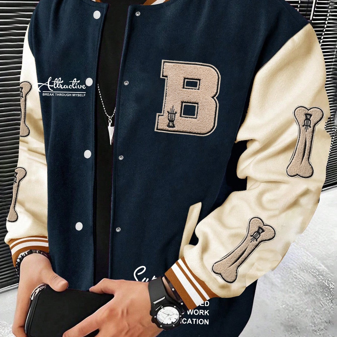 Men's Letter B Casual Street Multi-Pattern Jacket