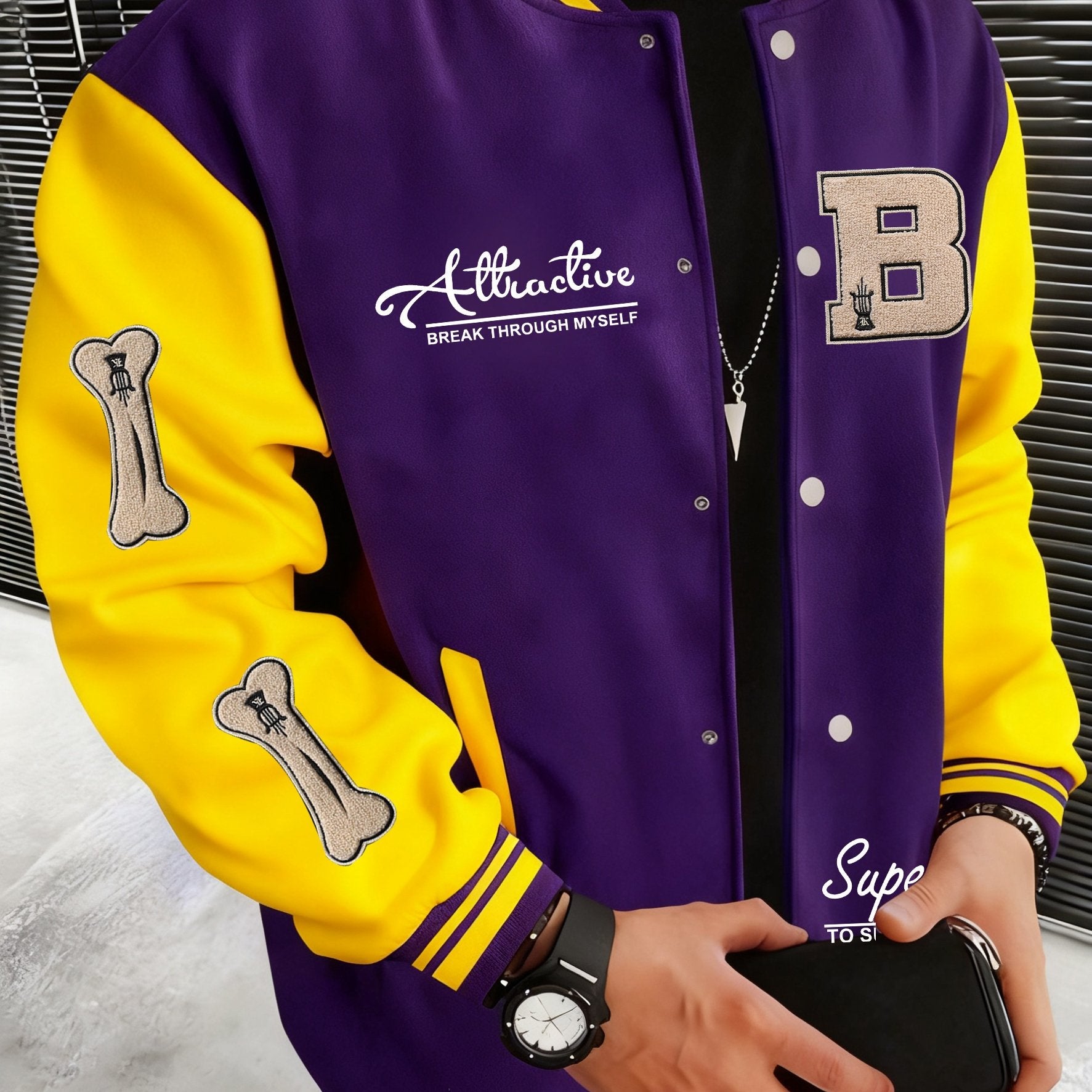 Men's Letter B Casual Street Multi-Pattern Jacket