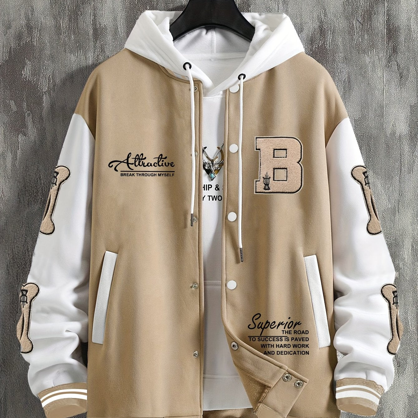 Men's Letter B Casual Street Multi-Pattern Jacket