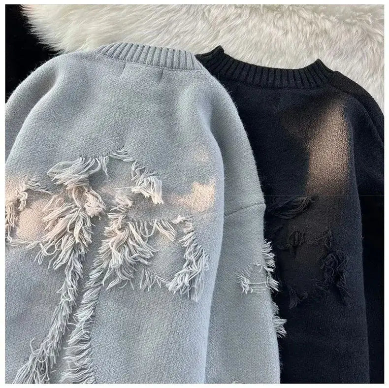 Men's Y2K Retro Distressed Sweater