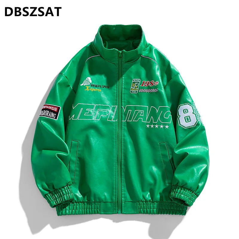 Men's PU Leather Motorcycle Jacket - Winter Windbreaker Coat