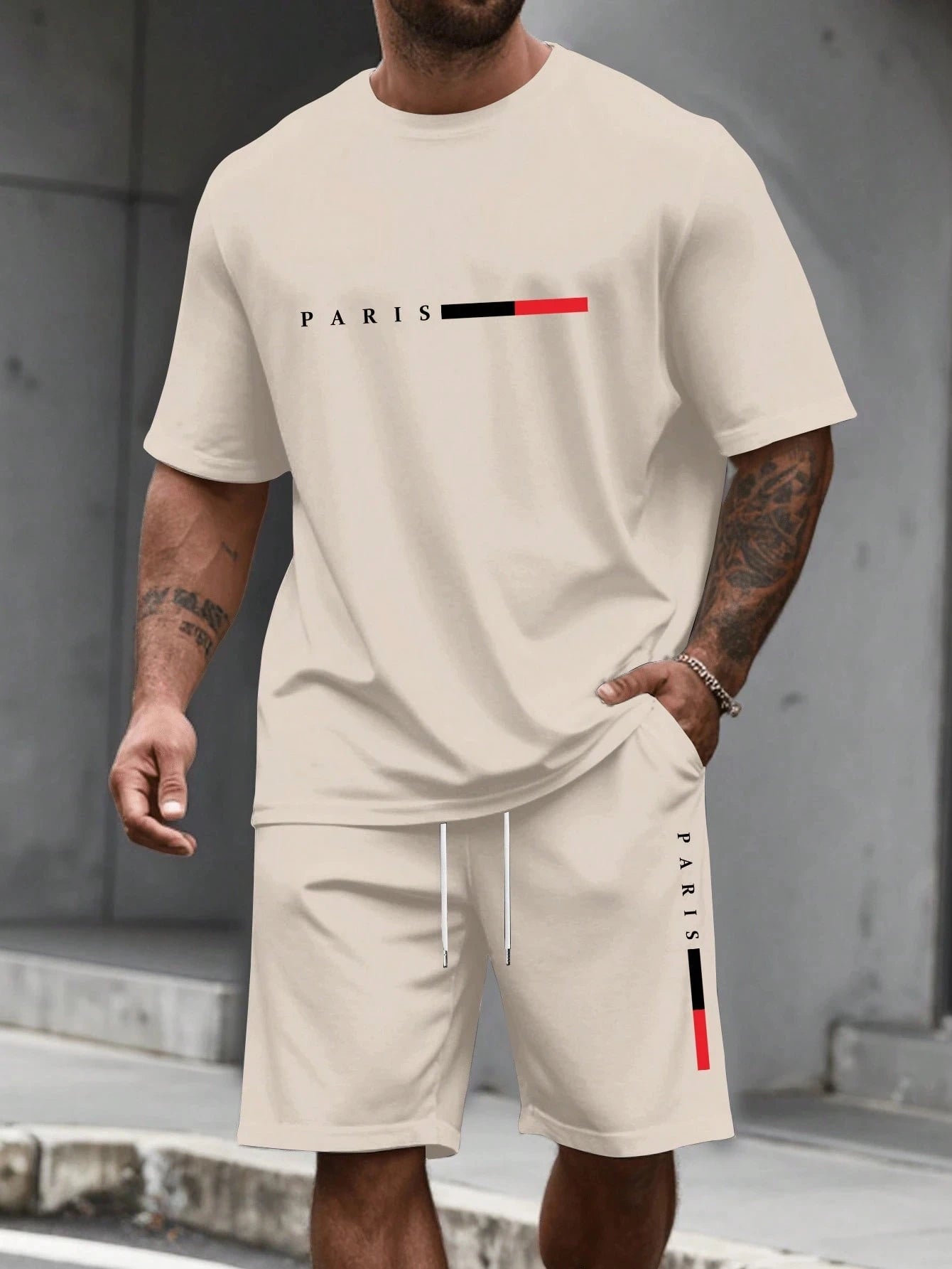 Men's Tracksuit 2 Piece O-neck Short Sleeve Shirt Shorts