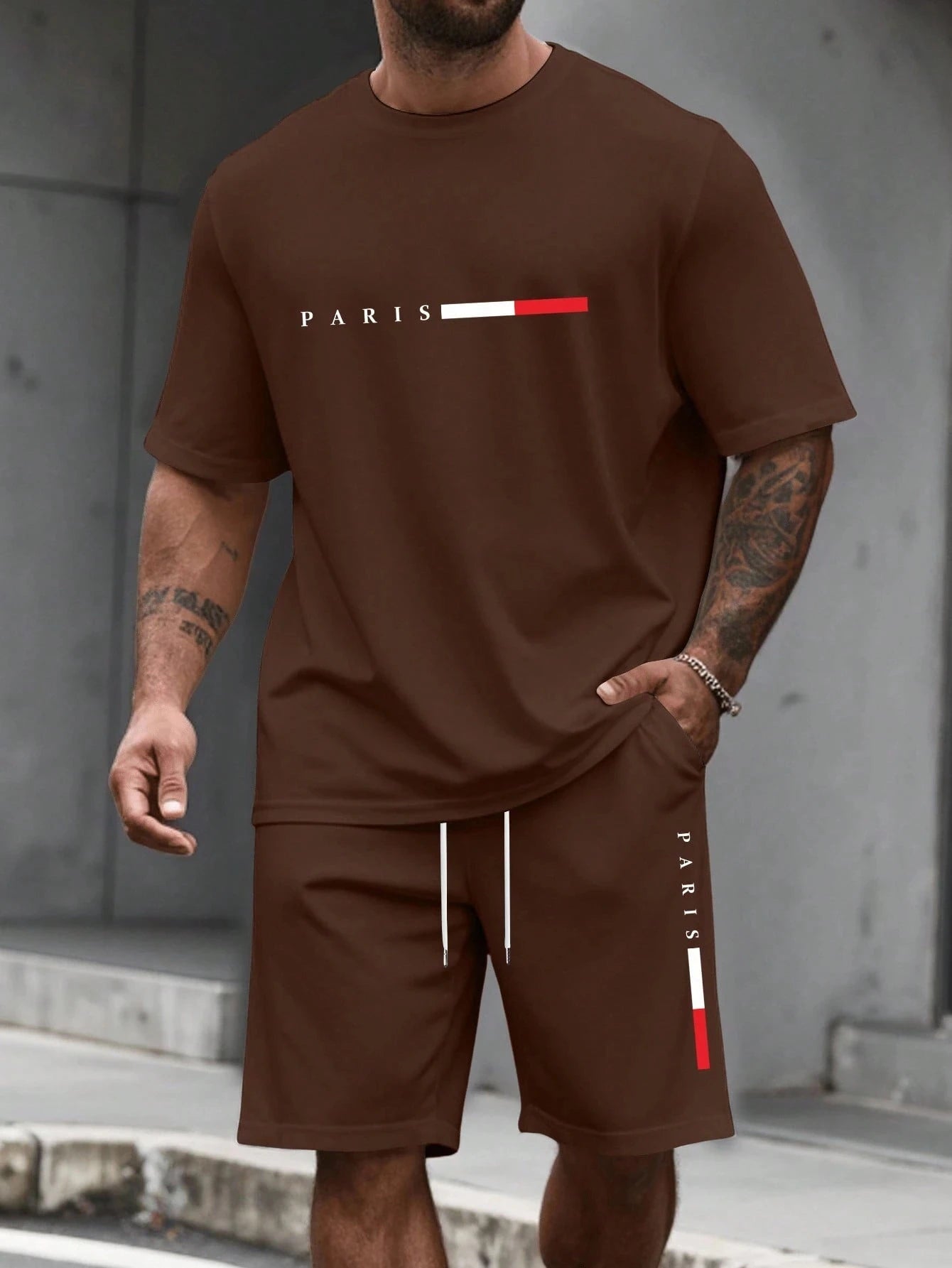 Men's Tracksuit 2 Piece O-neck Short Sleeve Shirt Shorts