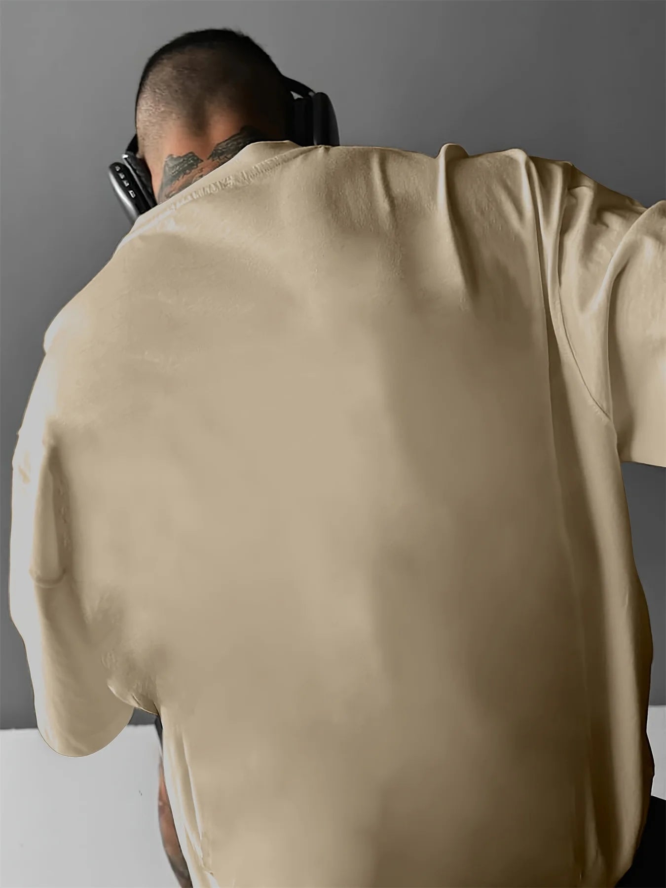 Men's Cotton Letter Print T-Shirt - Casual Oversized Fit