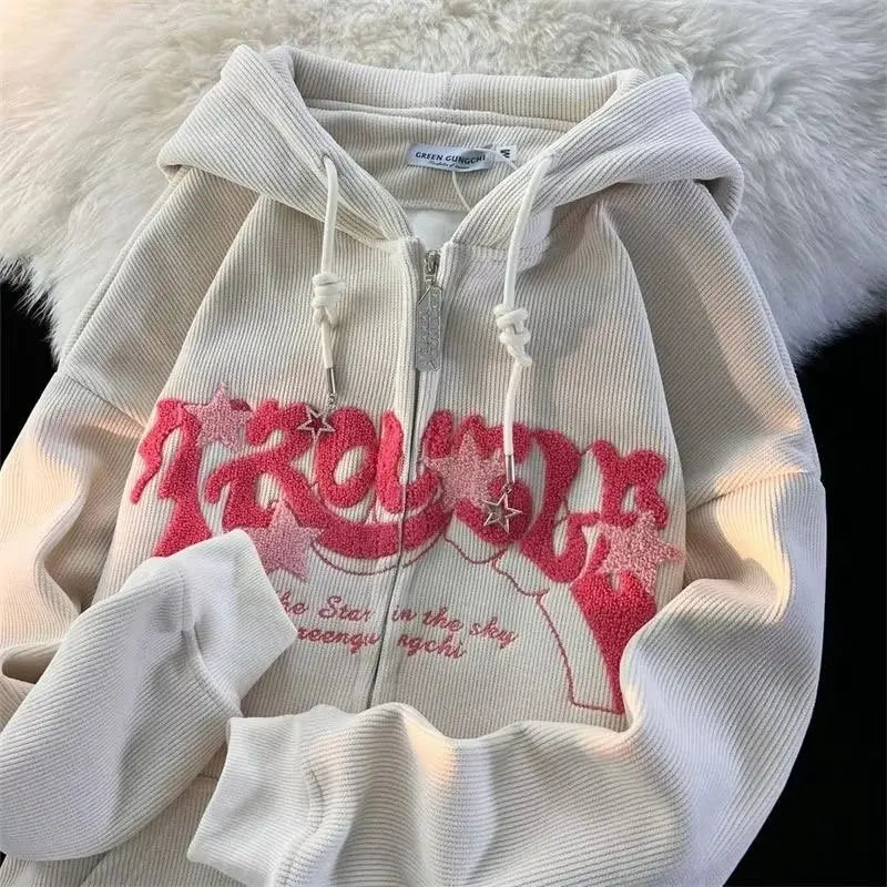 men's Y2K Embroidered Zip Hoodie