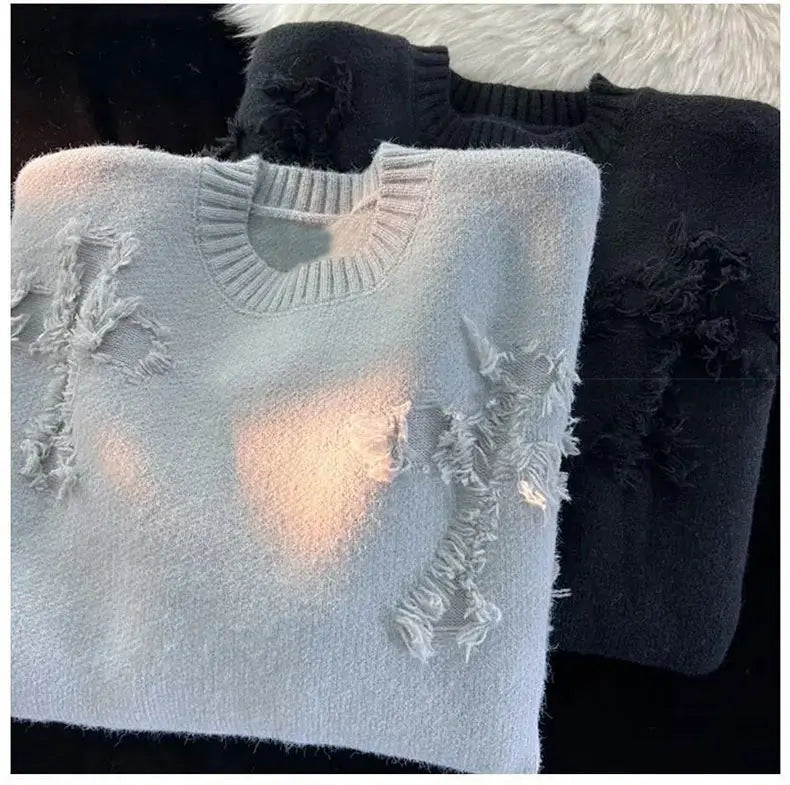 Men's Y2K Retro Distressed Sweater