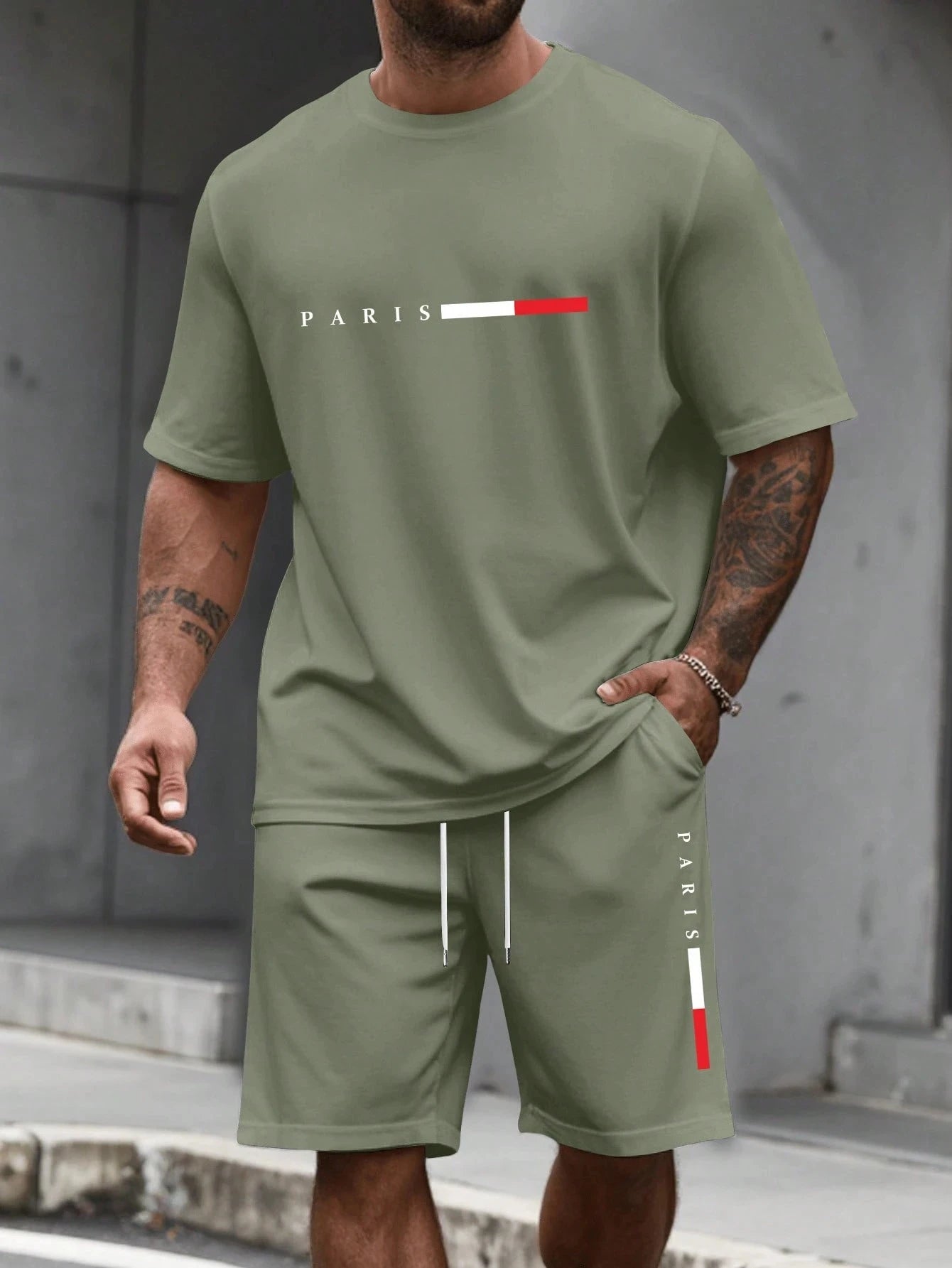 Men's Tracksuit 2 Piece O-neck Short Sleeve Shirt Shorts