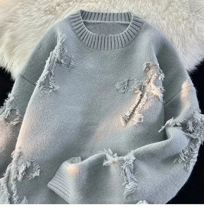 Men's Y2K Retro Distressed Sweater