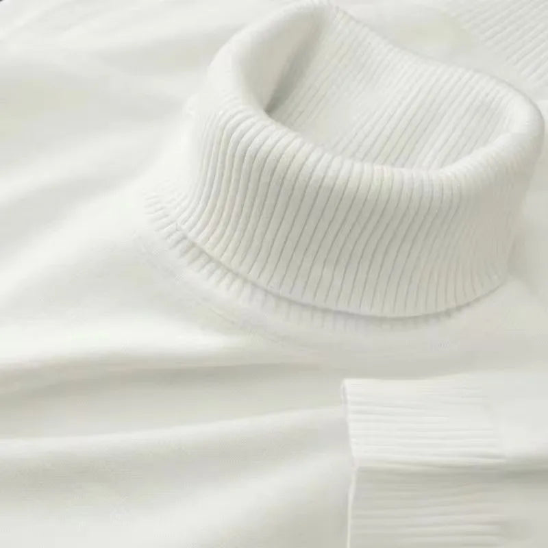 Solid Knit Turtleneck Sweater - Black