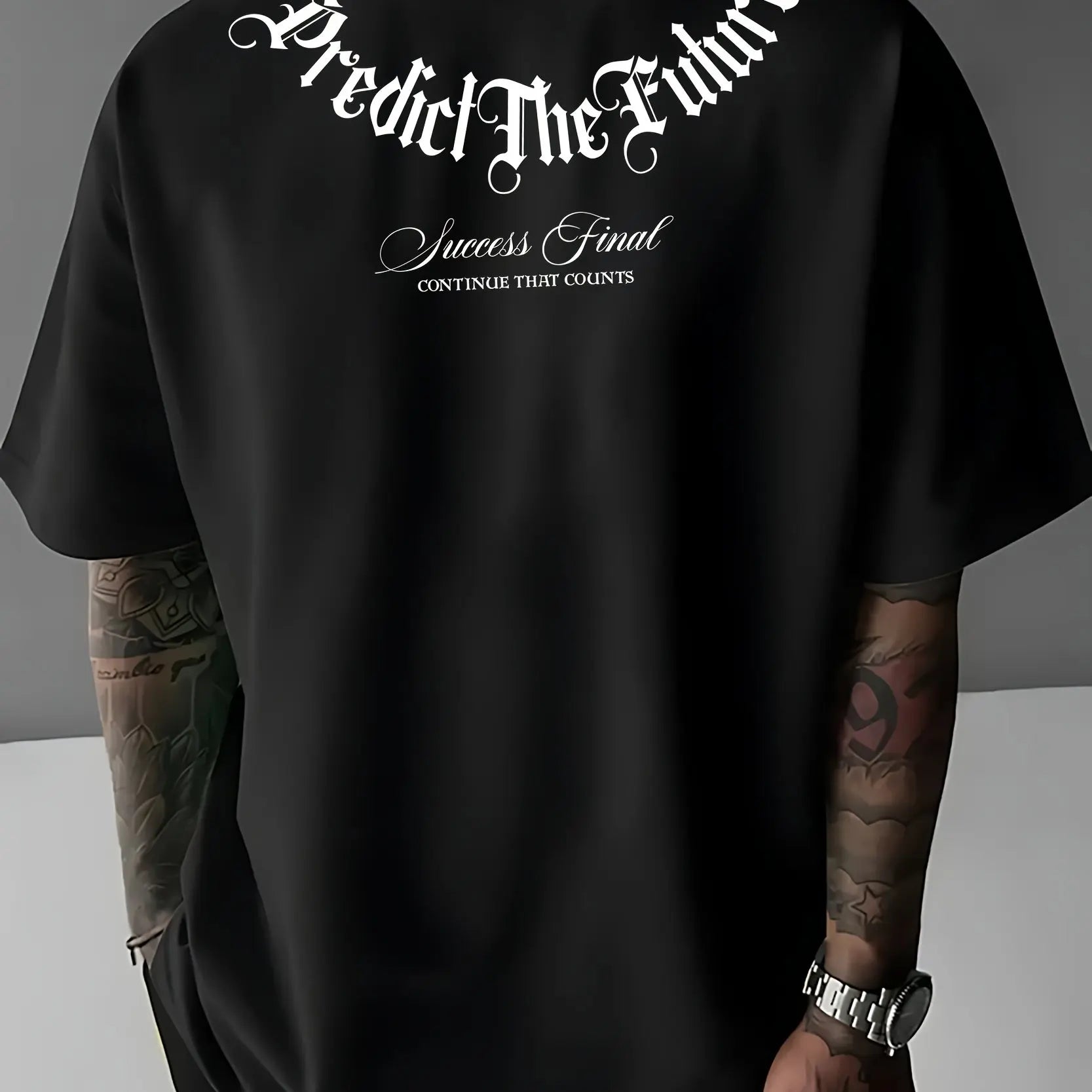 Men's Cotton Letter Print T-Shirt - Casual Oversized Fit