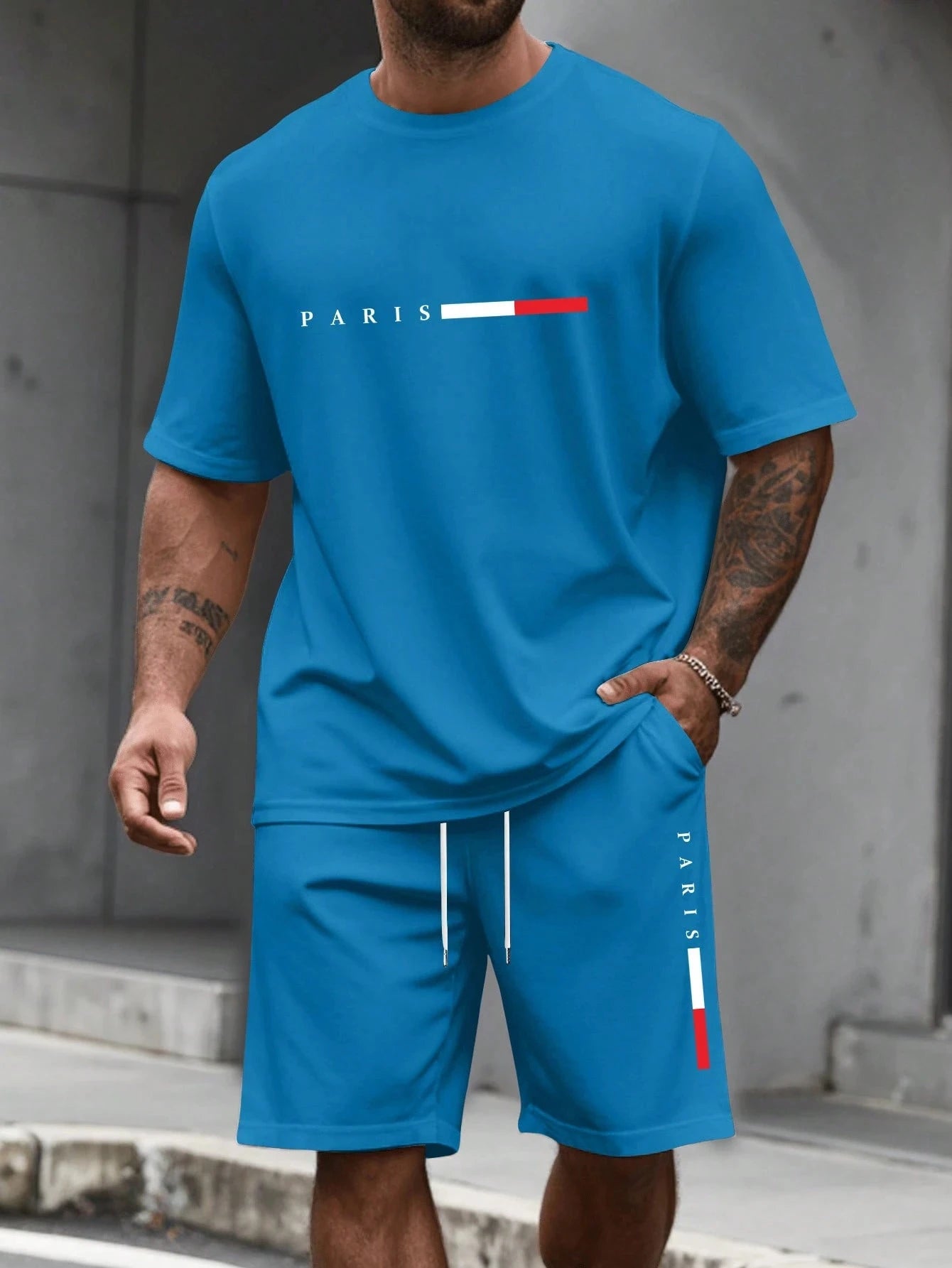 Men's Tracksuit 2 Piece O-neck Short Sleeve Shirt Shorts