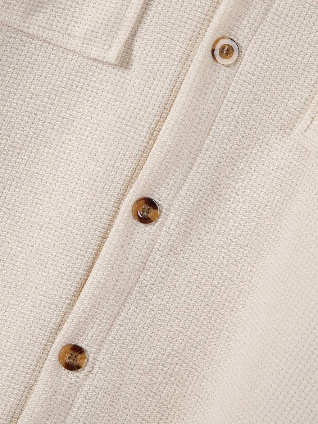 2026 Men's New Spring- Autumn Solid Color Waffle Jacket with Double Pockets and Collar, Long-Sleeved Shirt Tops