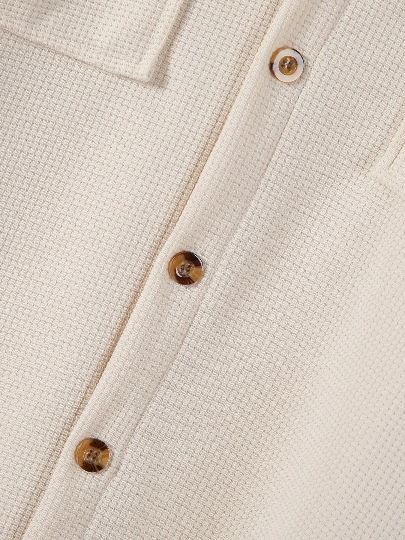 2026 Men's New Spring- Autumn Solid Color Waffle Jacket with Double Pockets and Collar, Long-Sleeved Shirt Tops