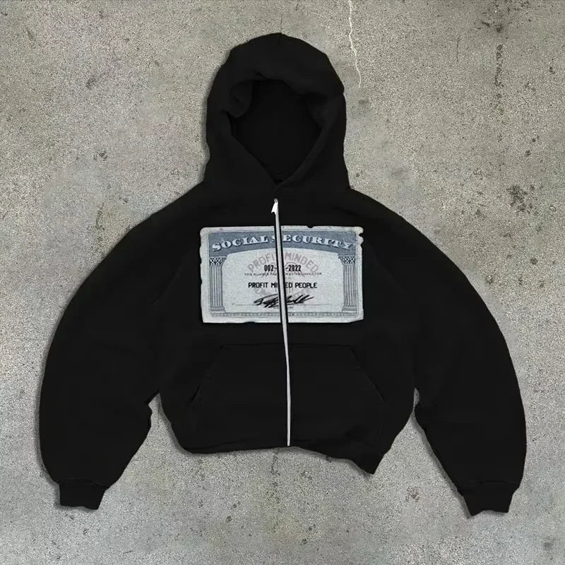 American Y2K New Hip Hop Trend Zipper Hoodie