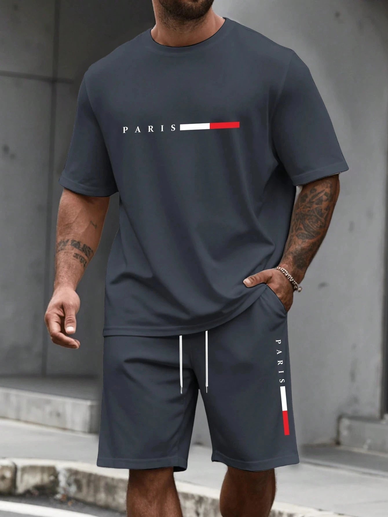 Men's Tracksuit 2 Piece O-neck Short Sleeve Shirt Shorts