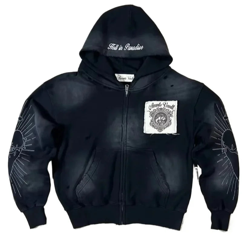 American Y2K New Hip Hop Trend Zipper Hoodie