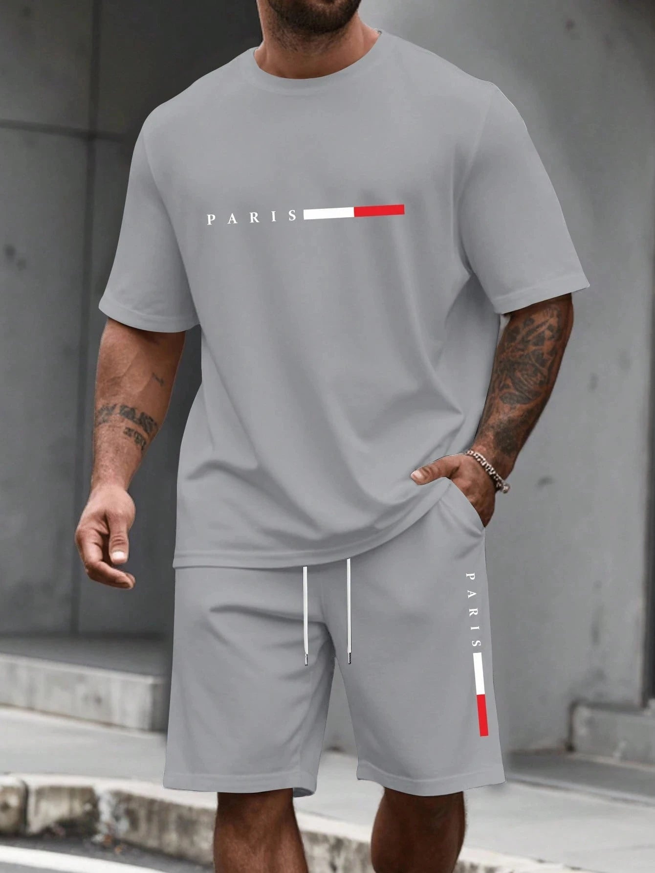 Men's Tracksuit 2 Piece O-neck Short Sleeve Shirt Shorts