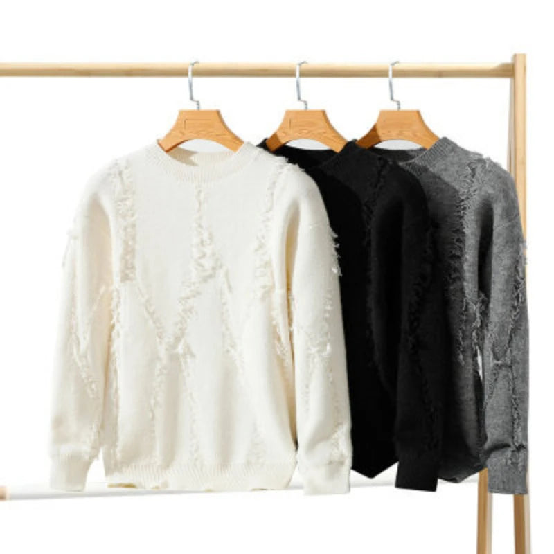 Men's Distressed Knit Hoodie Sweater