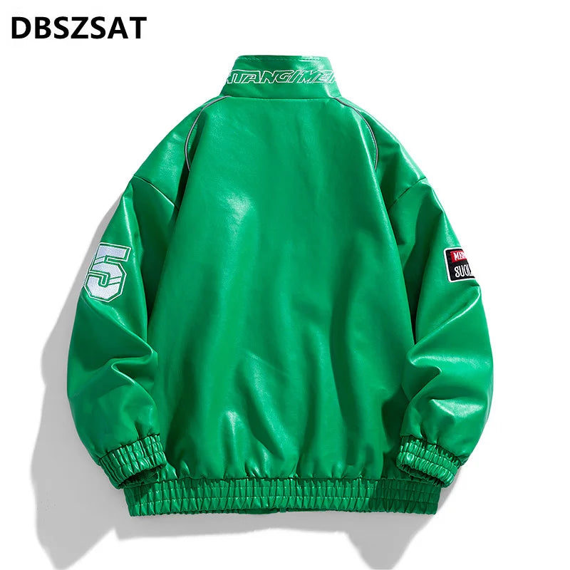 Men's PU Leather Motorcycle Jacket - Winter Windbreaker Coat