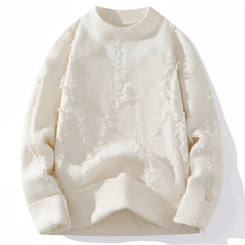 Men's Distressed Knit Hoodie Sweater