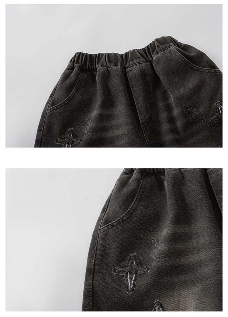 Boys Star Pattern Denim Shorts - Summer Casual Jeans