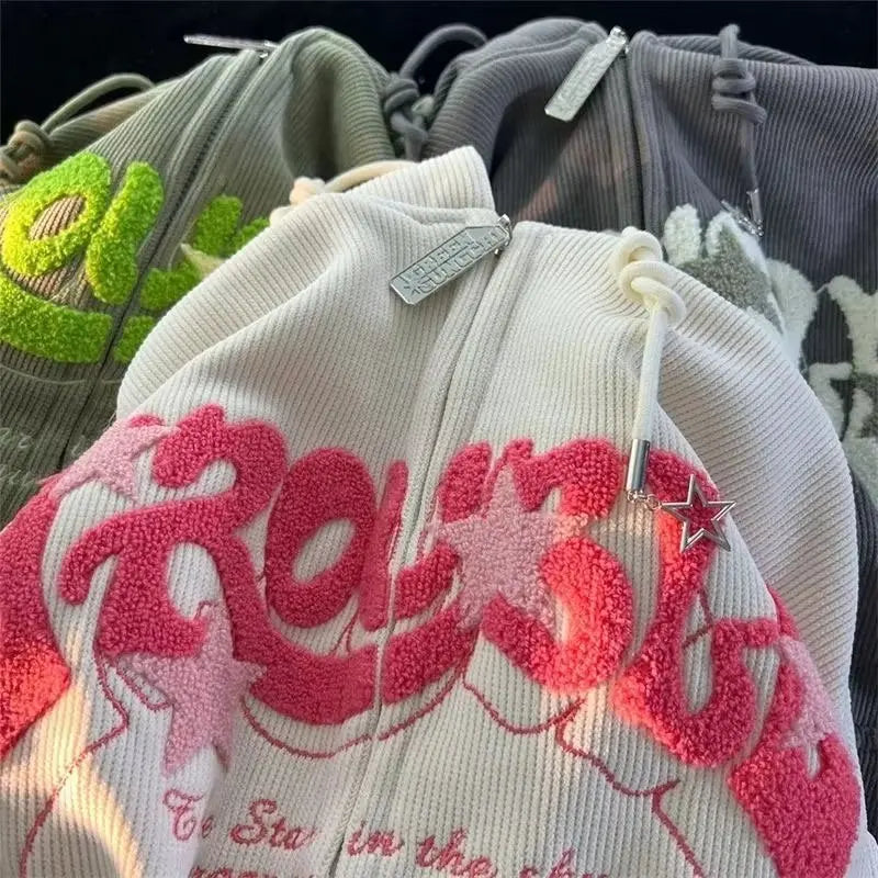 men's Y2K Embroidered Zip Hoodie