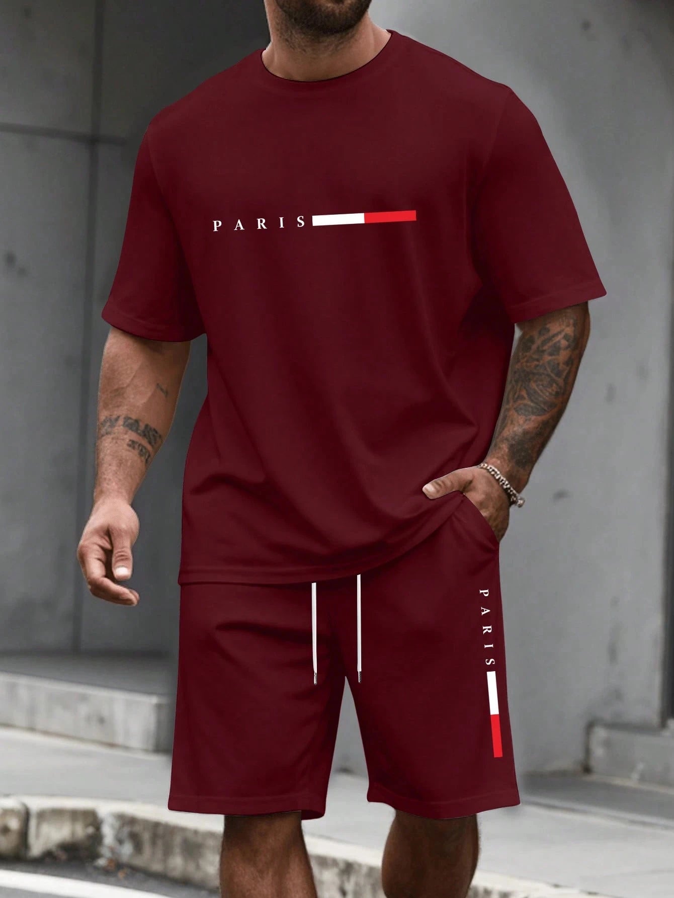 Men's Tracksuit 2 Piece O-neck Short Sleeve Shirt Shorts