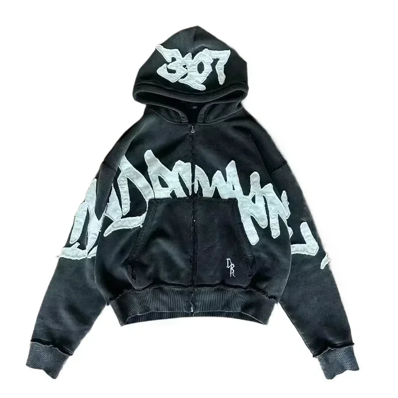 American Y2K New Hip Hop Trend Zipper Hoodie