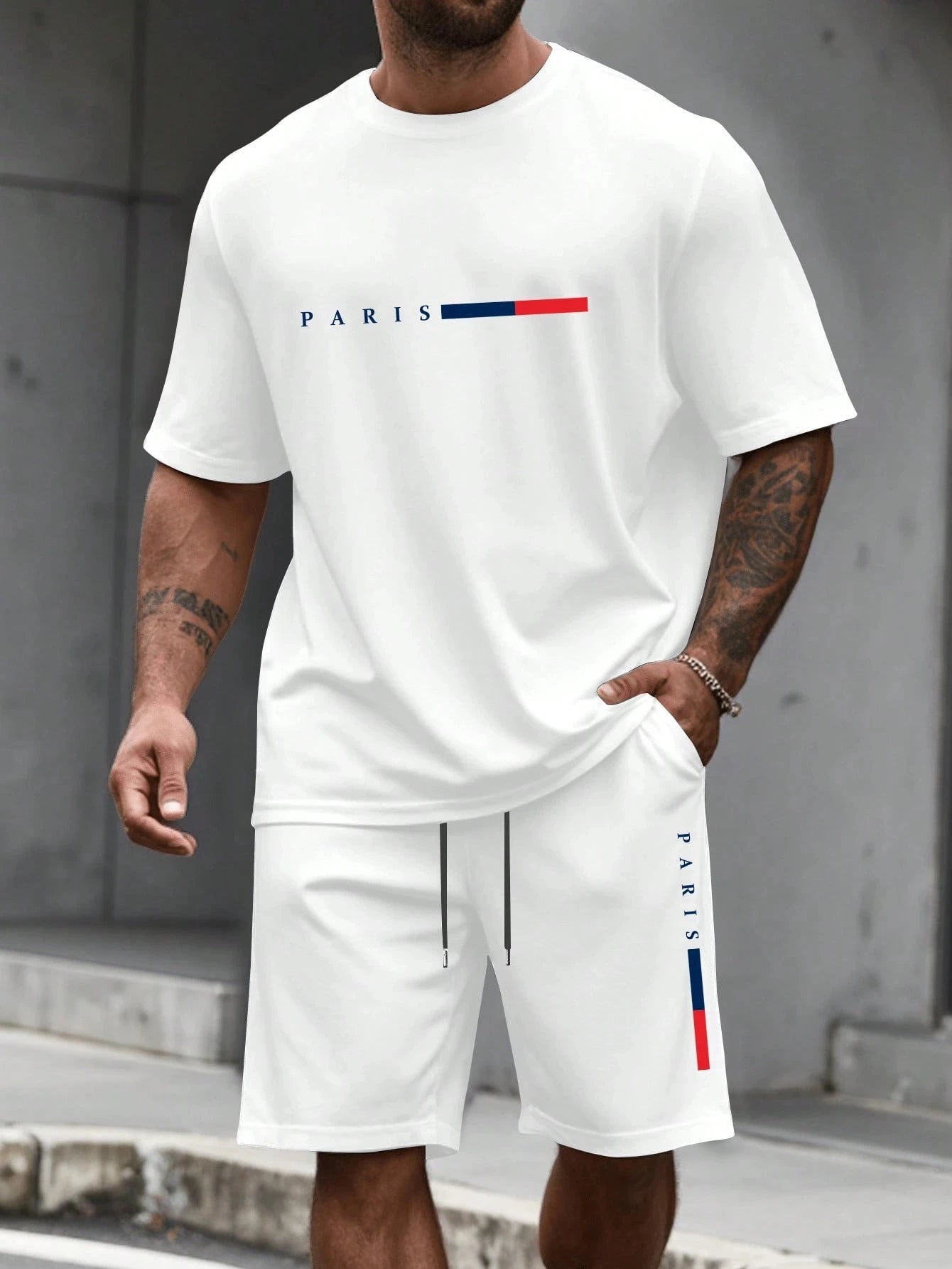 Men's Tracksuit 2 Piece O-neck Short Sleeve Shirt Shorts