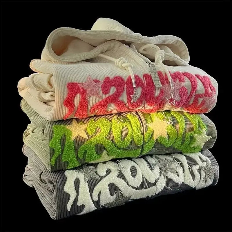 men's Y2K Embroidered Zip Hoodie