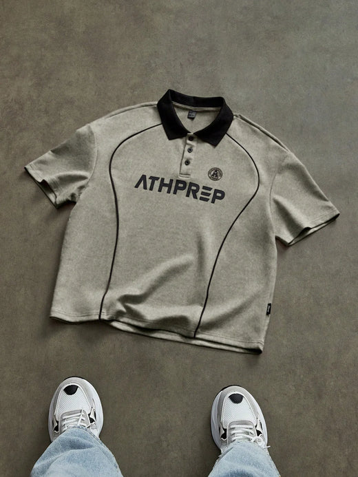 3D Letter Print Polo Shirt