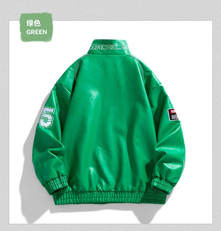 Men's PU Leather Motorcycle Jacket - Winter Windbreaker Coat