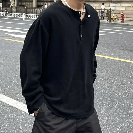 Button Loose Long Sleeve Tee