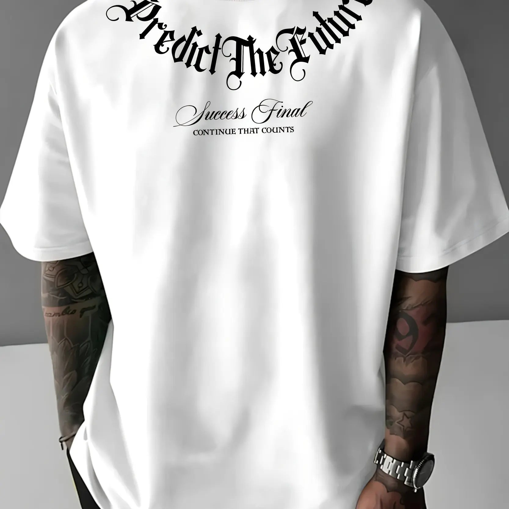 Men's Cotton Letter Print T-Shirt - Casual Oversized Fit