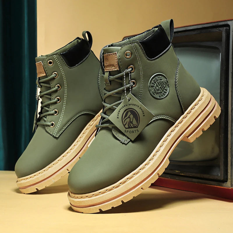 Men's Waterproof Leather Motorcycle Boots