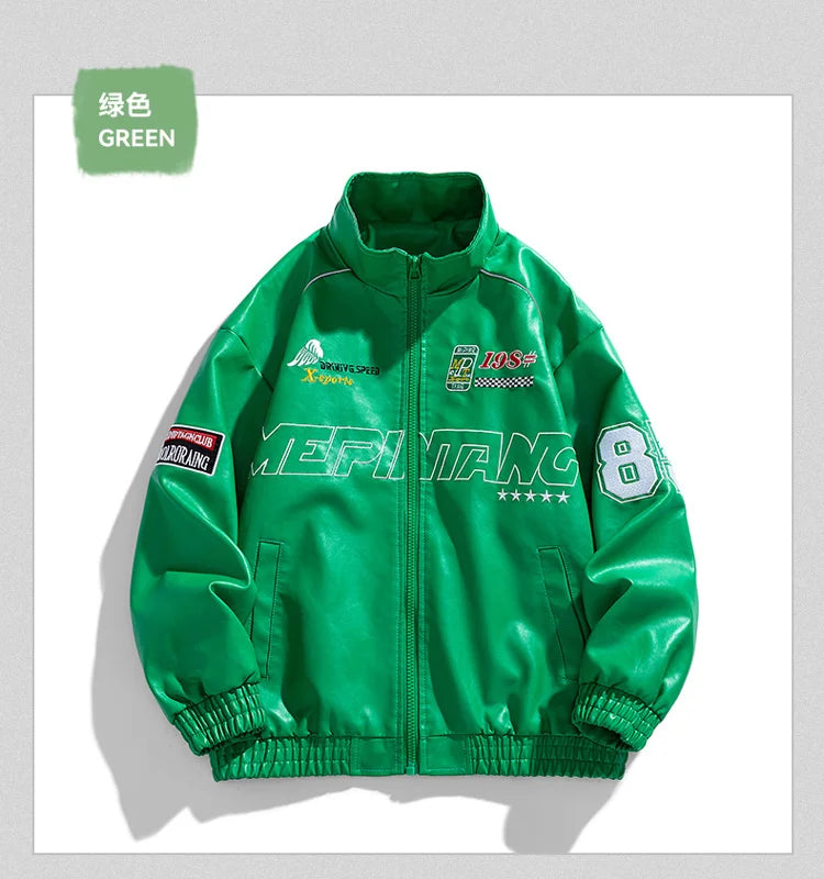 Men's PU Leather Motorcycle Jacket - Winter Windbreaker Coat