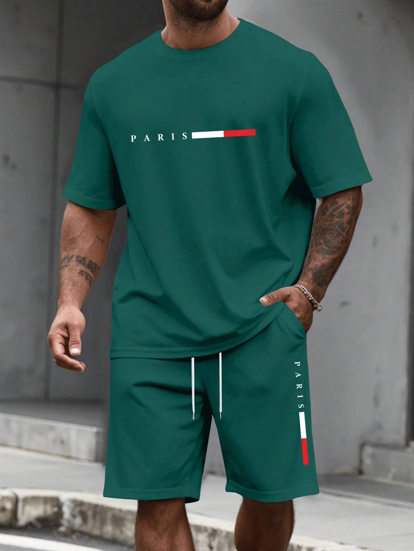 Men's Tracksuit 2 Piece O-neck Short Sleeve Shirt Shorts