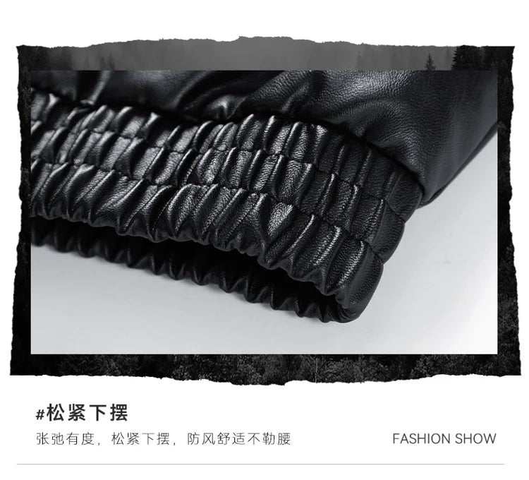 Men's PU Leather Motorcycle Jacket - Winter Windbreaker Coat