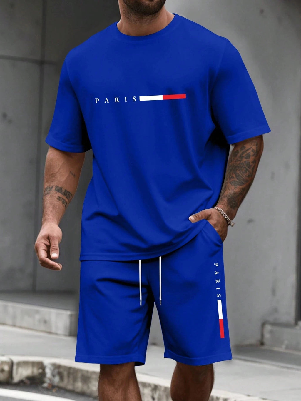 Men's Tracksuit 2 Piece O-neck Short Sleeve Shirt Shorts