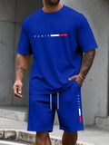 Men's Tracksuit 2 Piece O-neck Short Sleeve Shirt Shorts