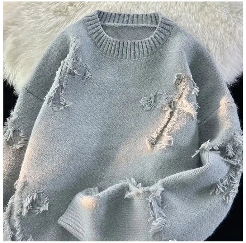 Men's Y2K Retro Distressed Sweater