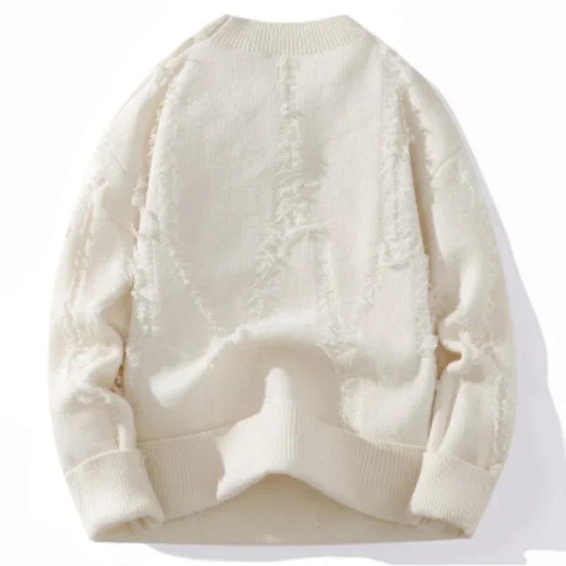 Men's Distressed Knit Hoodie Sweater