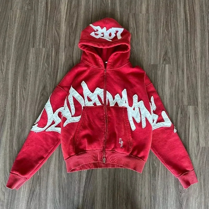 American Y2K New Hip Hop Trend Zipper Hoodie
