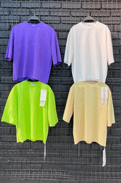 Cotton T-Shirt with White Stones