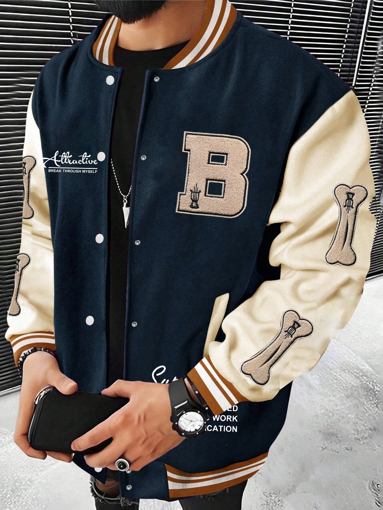 Men's Letter B Casual Street Multi-Pattern Jacket