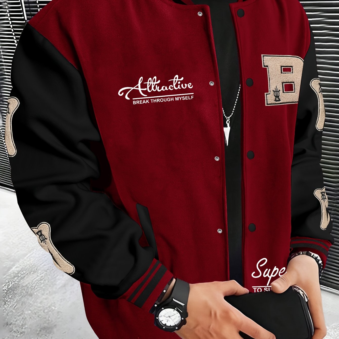 Men's Letter B Casual Street Multi-Pattern Jacket