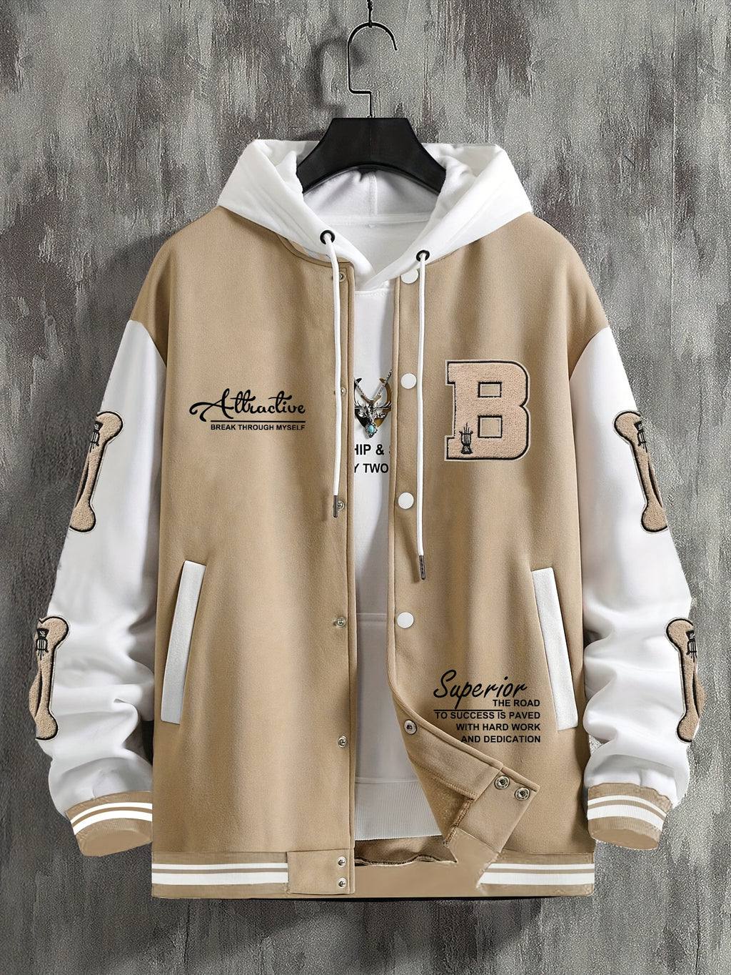 Men's Letter B Casual Street Multi-Pattern Jacket