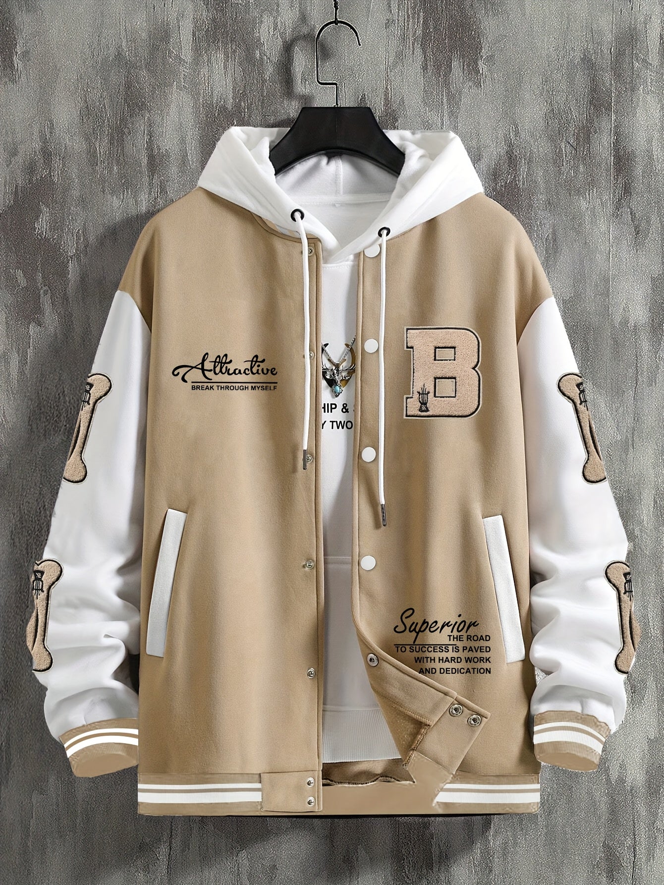 Men's Letter B Casual Street Multi-Pattern Jacket