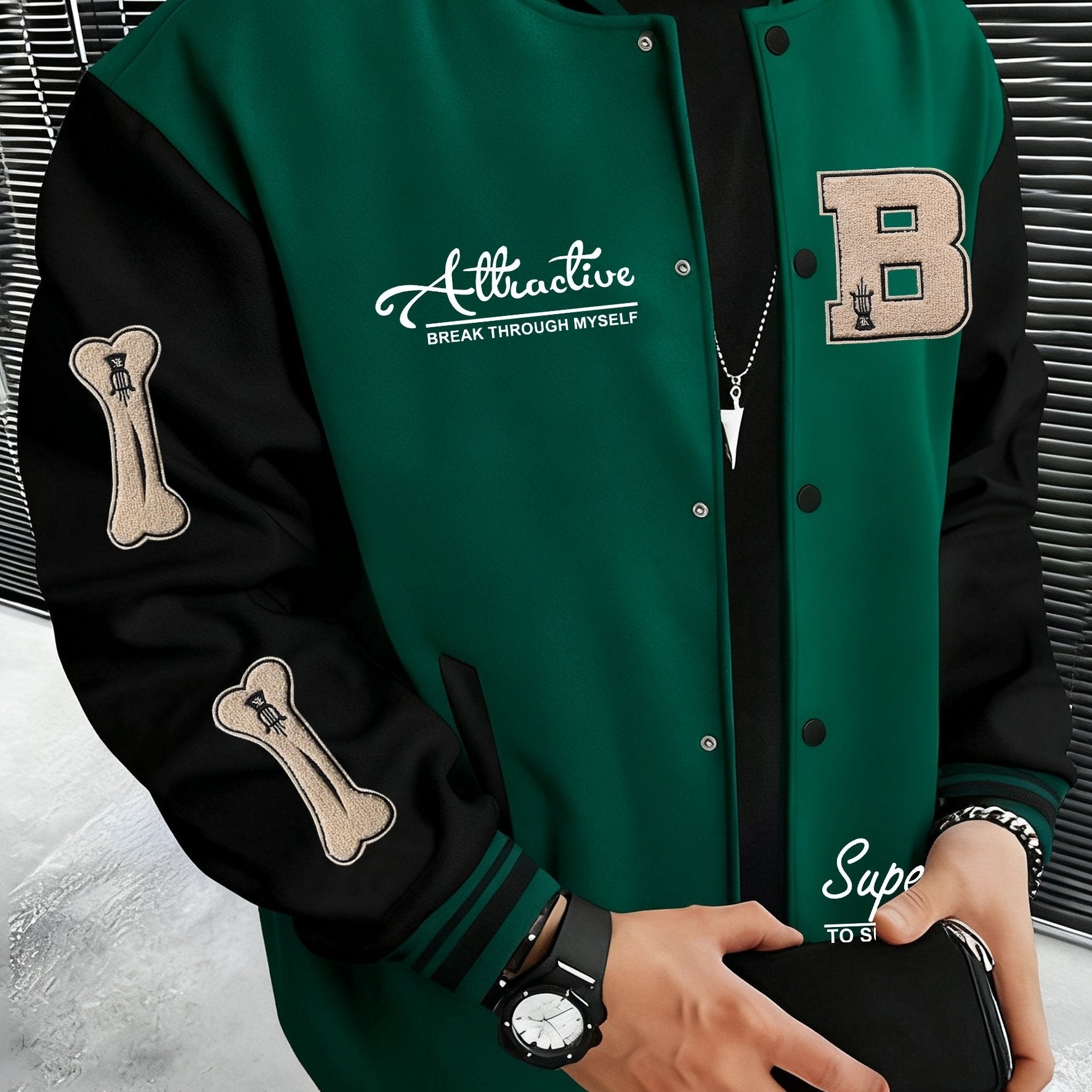 Men's Letter B Casual Street Multi-Pattern Jacket